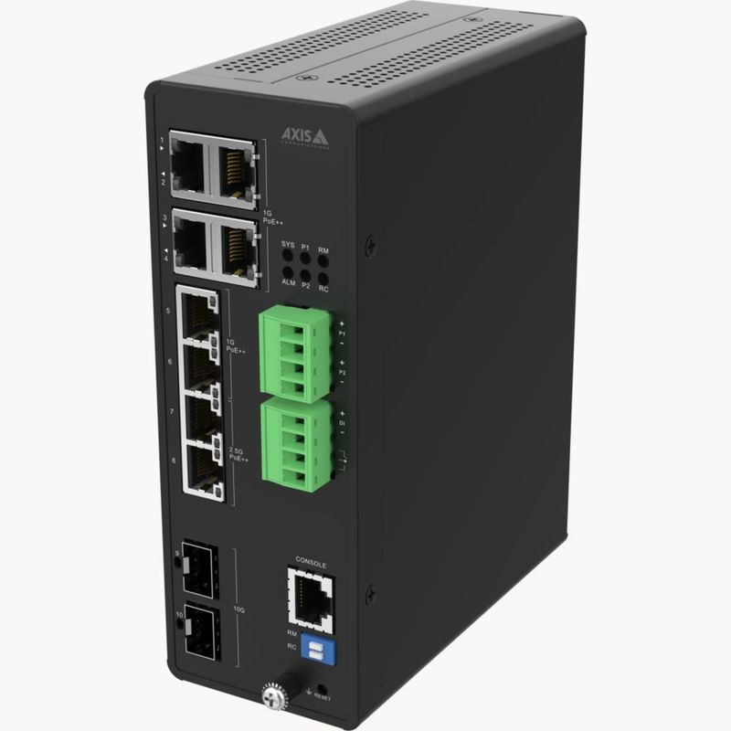Axis Industrieller Switch – 8x 10G Ethernet, PoE++ für hohe Leistung