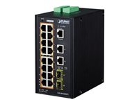 Planet Technology 16-Port PoE Switch – Gigabit, für DIN-Schiene