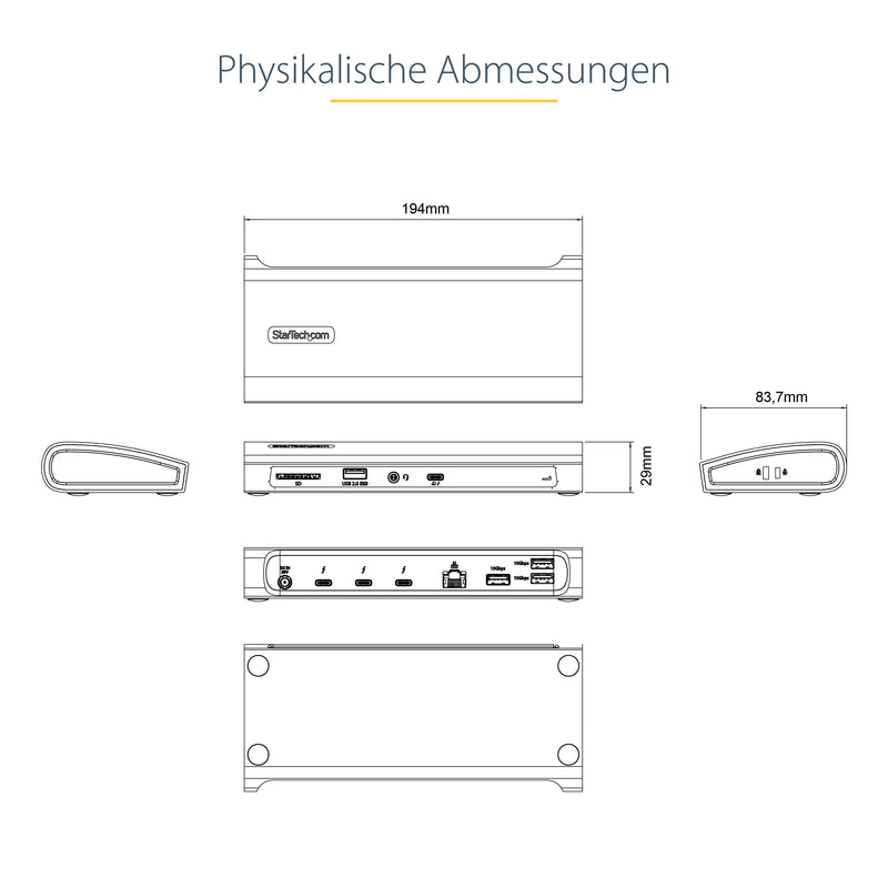 StarTech Thunderbolt 4 Dock – 8K/4K, 96W Stromversorgung