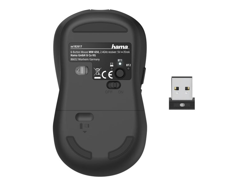 HAMA Kabellose Maus – Optisch, Bluetooth & USB-Empfänger