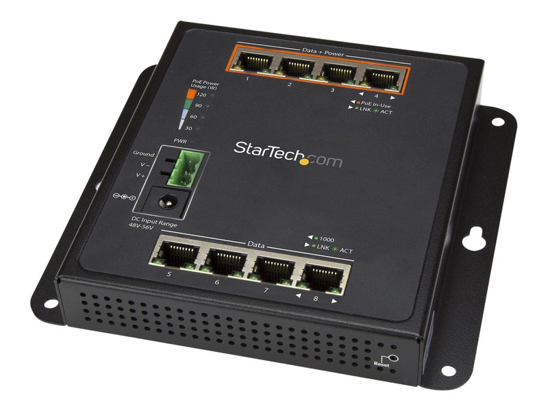 StarTech 8-Port Ethernet Switch – PoE+, Wandmontage
