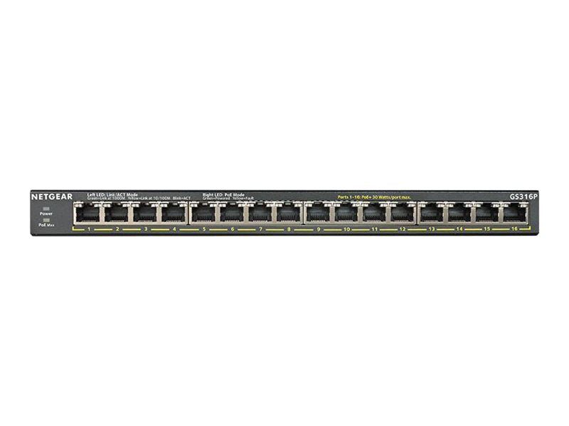 Netgear 16-Port Gigabit Switch – PoE+ Unterstützung, Lüfterlos