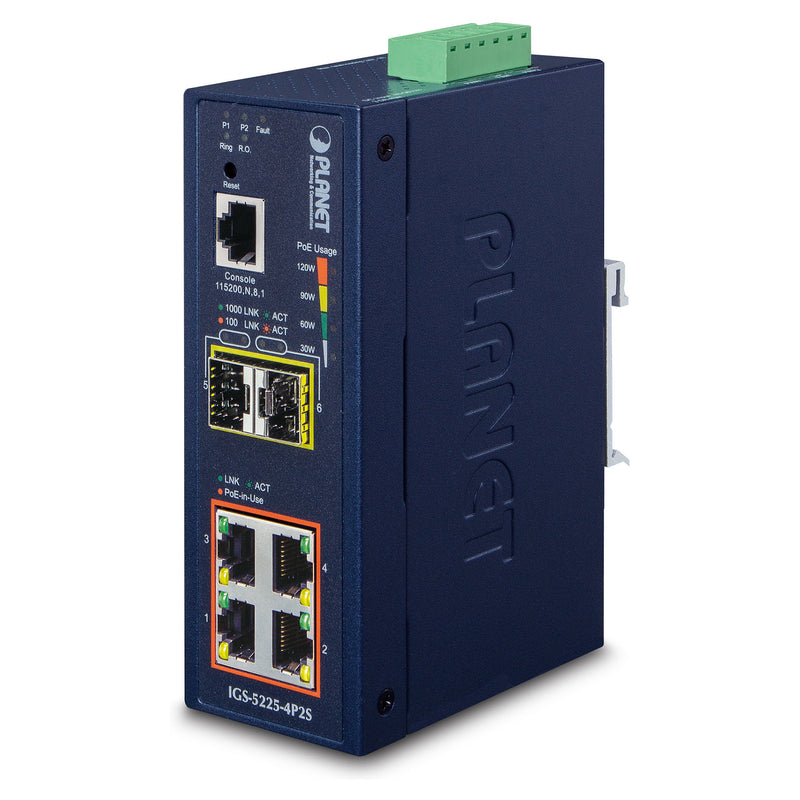 Planet Technology Industrie-Switch – 4 PoE+ Ports, montierbar