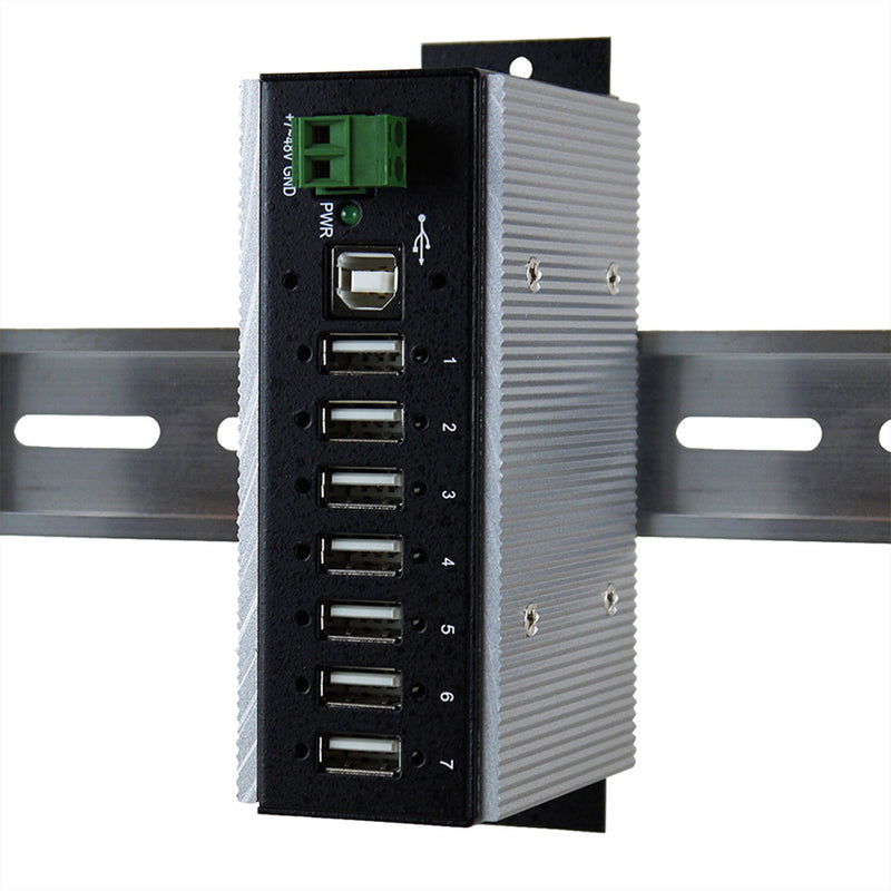 Exsys USB-Hub 7-Port – Schutz vor Überspannung, DIN-Schienen-Montage