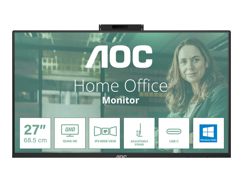 AOC 27" LED-Monitor – QHD-Auflösung, integrierte Kamera