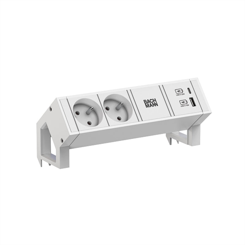 Bachmann DESK2 Steckdosenleiste – USB-Ladegerät, Signalweiß