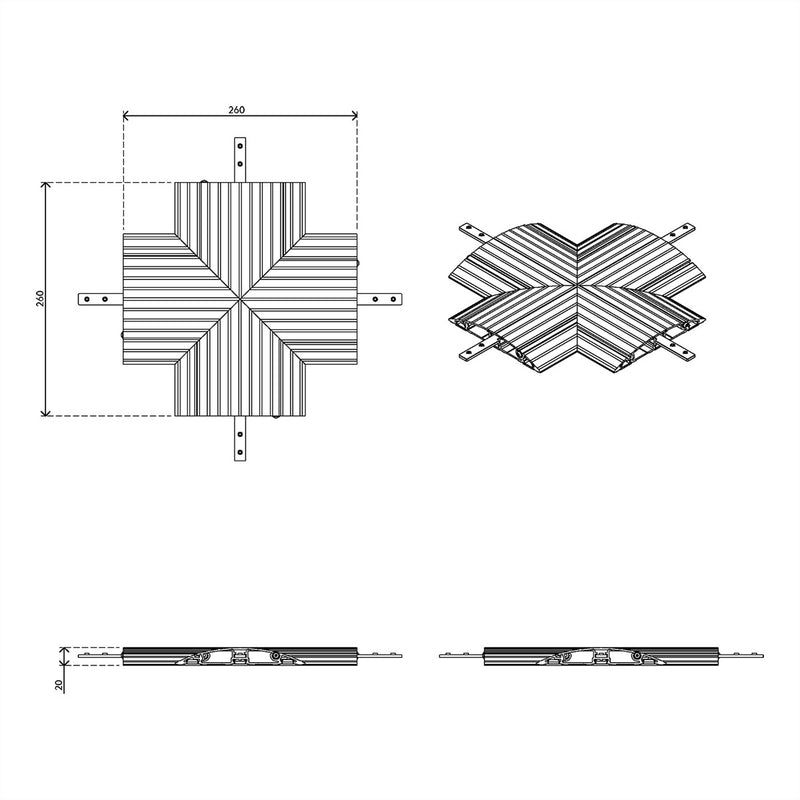 Dataflex Kabelschutz – Kreuzverbindung, silber, recyceltes Material