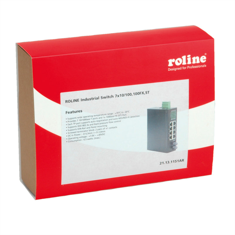 ROLINE Industrie-Switch – 8 Anschlüsse, DIN-Schienenmontage