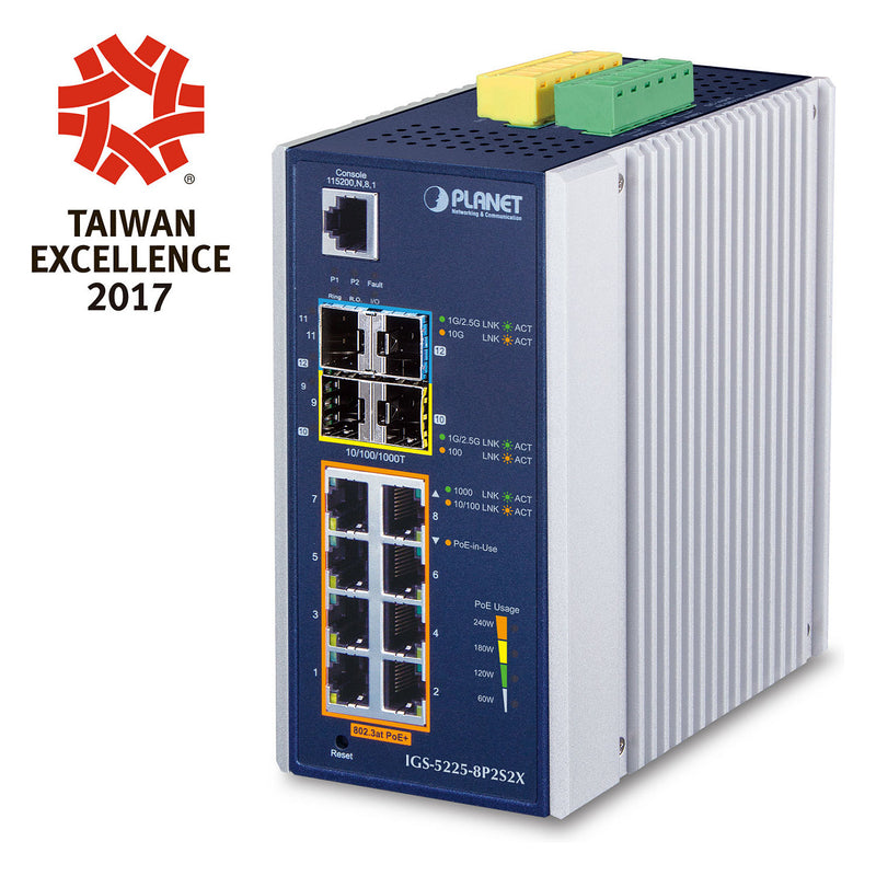 PLANET Switch – 8 PoE+ Ports, wandmontierbar