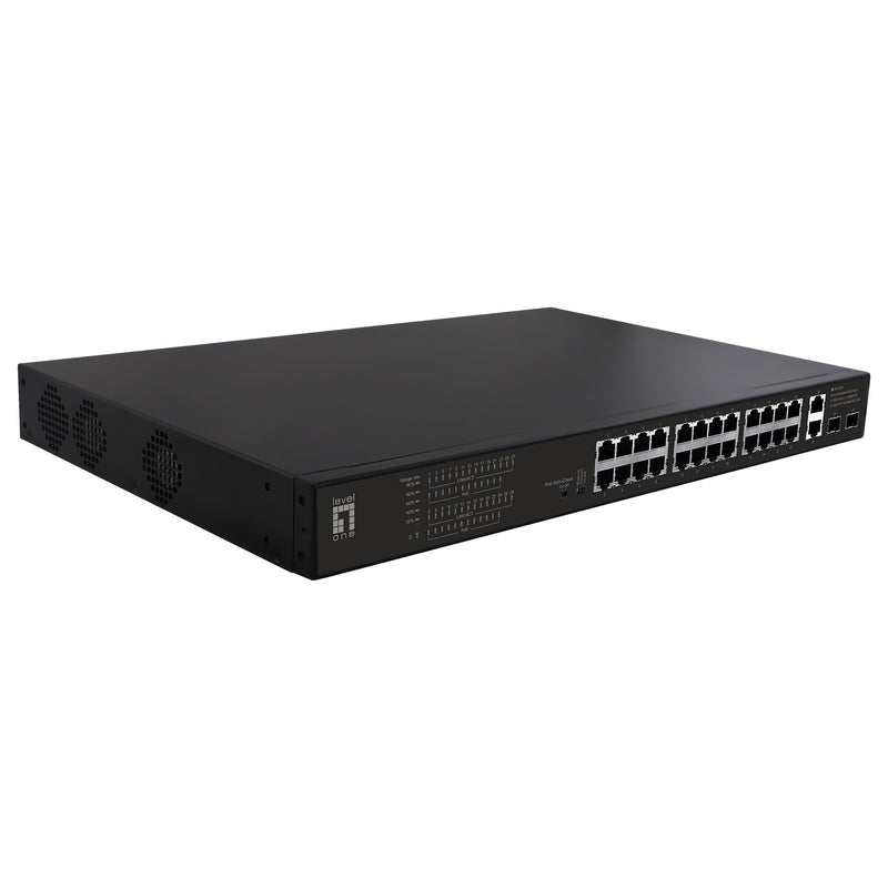 LevelOne Netzwerk-Switch – 28 Anschlüsse, Power-over-Ethernet