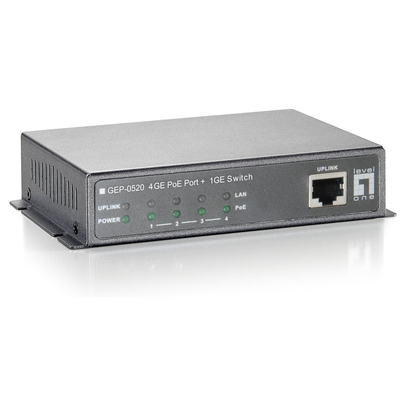 LevelOne Netzwerk-Switch – 4 PoE-Anschlüsse, Gigabit Ethernet