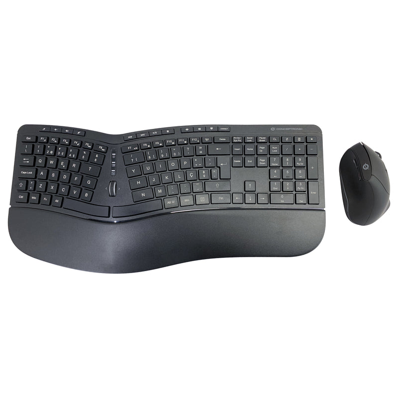 CONCEPTRONIC Kabelloses Tastatur-Maus-Set – Ergonomisch, Portugiesisch