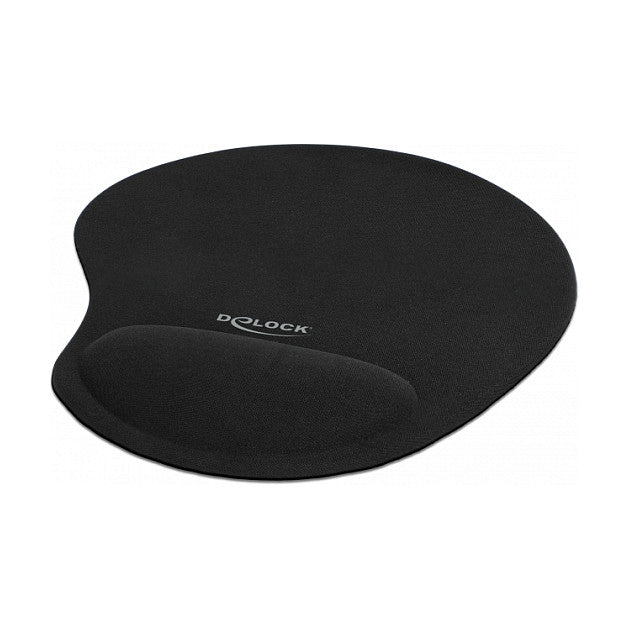 DELOCK Ergonomisches Mauspad – Mit Gel-Handballenauflage, Schwarz