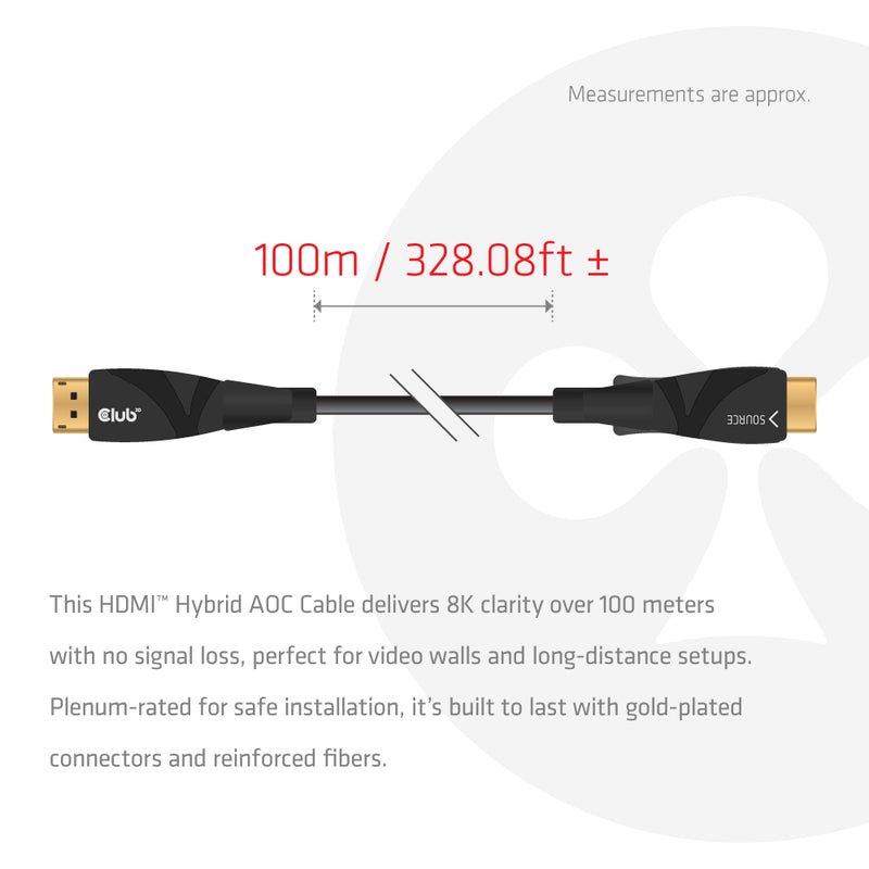 Club3D HDMI-Kabel 100m – 8K & 4K Unterstützung, Glasfaser