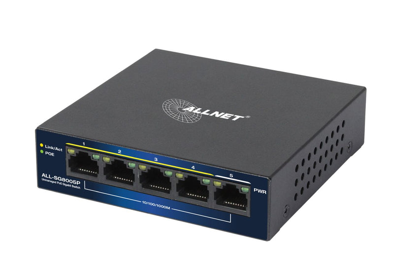 ALLNET 5-Port Switch – 4x PoE, leise und einfach