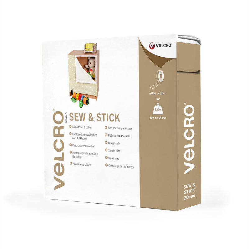 VELCRO Klettband – zum Aufnähen und Aufkleben, 20mm x 5m