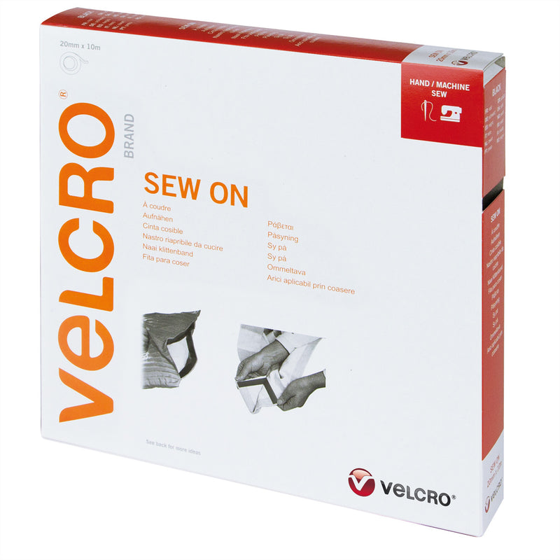 VELCRO Klettband – Zum Aufnähen, 20mm x 10m, Schwarz