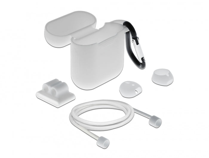 DELOCK Zubehörset für AirPods – Schutztasche, Ohrenstöpsel