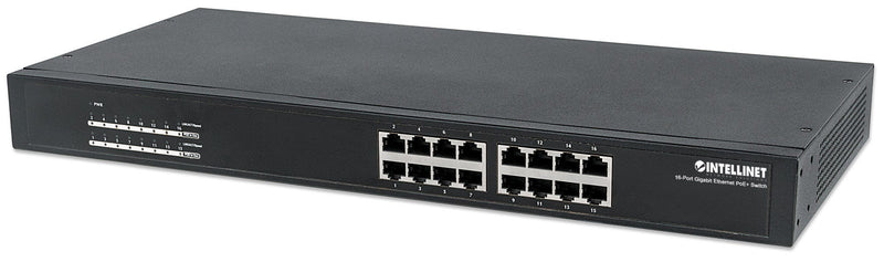 INTELLINET Gigabit Ethernet Switch – 16 Ports, PoE+