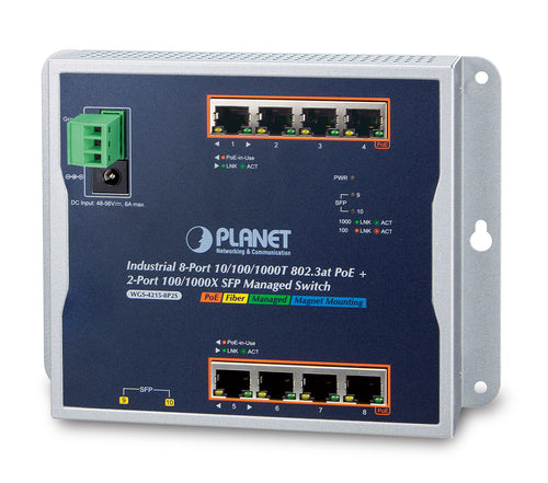 Planet Technology 8-Port Switch – PoE+, Gigabit Ethernet
