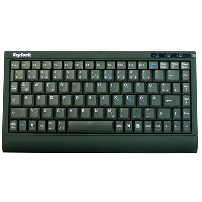 KeySonic Kompakte Tastatur – USB & PS/2, Blaue LEDs