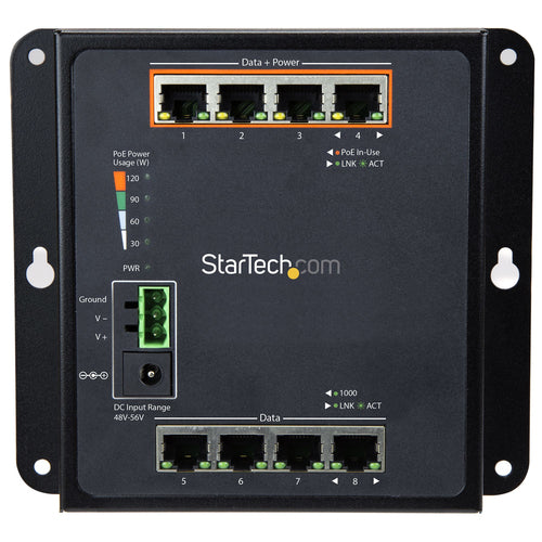 StarTech 8-Port Ethernet Switch – PoE+, Wandmontage