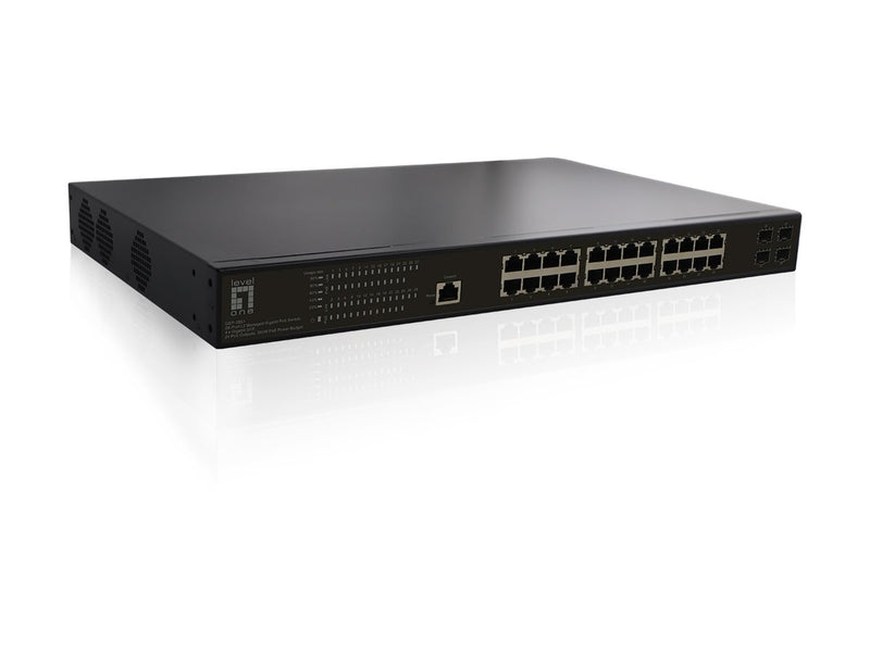 LevelOne Netzwerk-Switch – 24 Anschlüsse, PoE+, Gigabit Ethernet