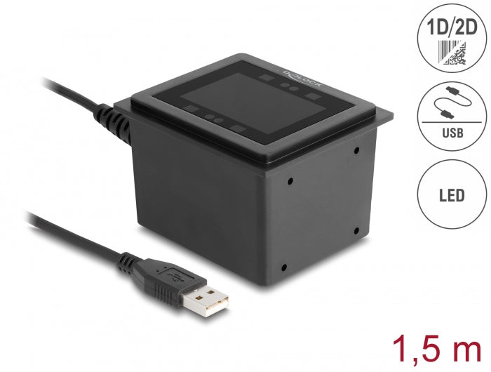 DELOCK USB Barcodescanner – 1D & 2D, kabelgebunden