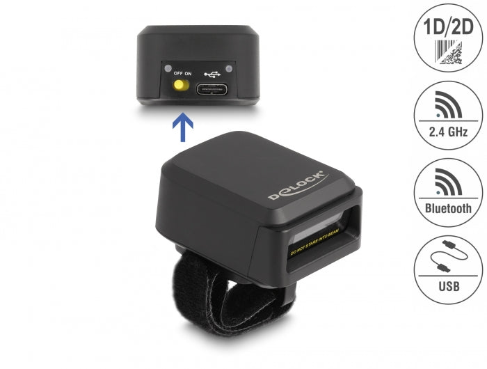 DELOCK Ringbarcode-Scanner – Tragbar, USB-C & Bluetooth