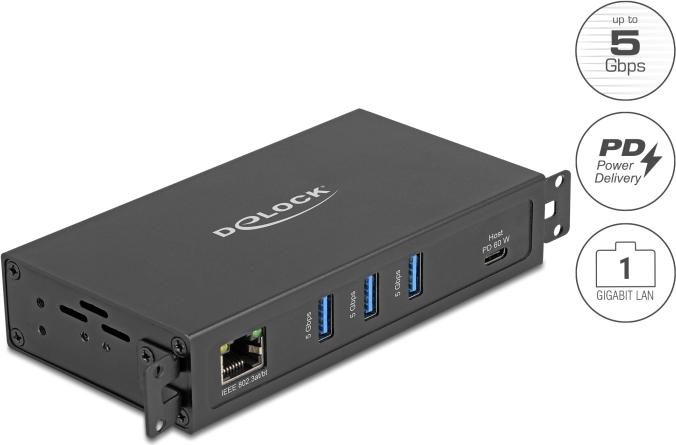 Delock USB Hub – 3 Ports, Gigabit LAN