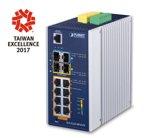 PLANET Switch – 8 PoE+ Ports, wandmontierbar