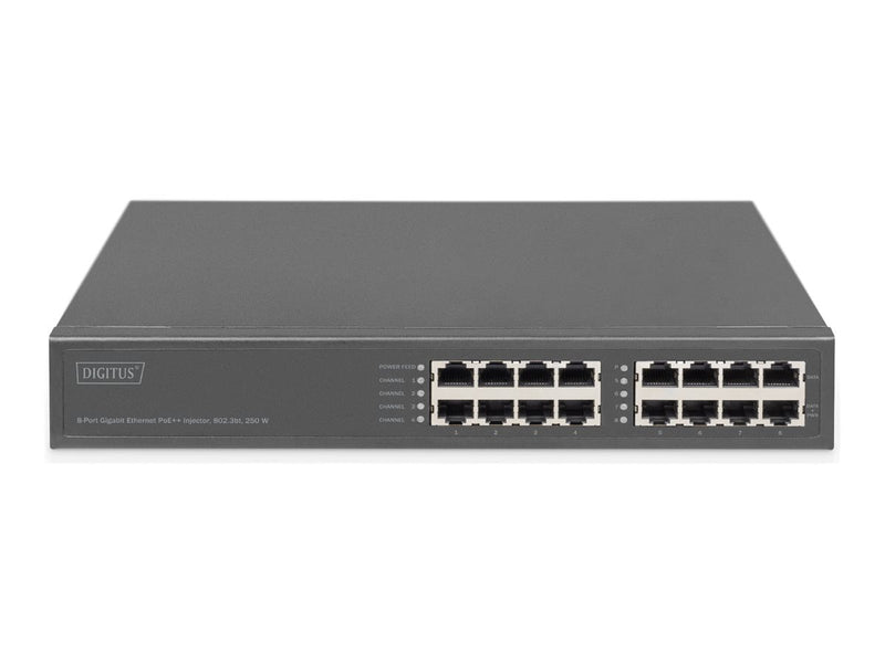 Digitus PoE+ Injector Hub – 8-Port Gigabit, Rack-montierbar