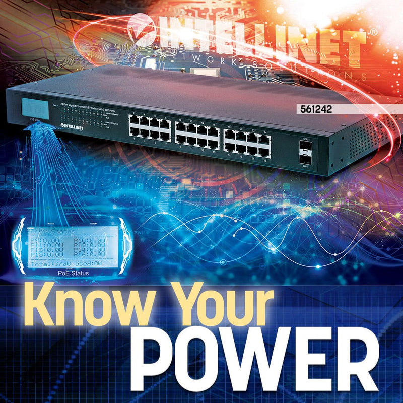 INTELLINET 24-Port Gigabit Switch – PoE+ für einfache Netzwerkverbindungen