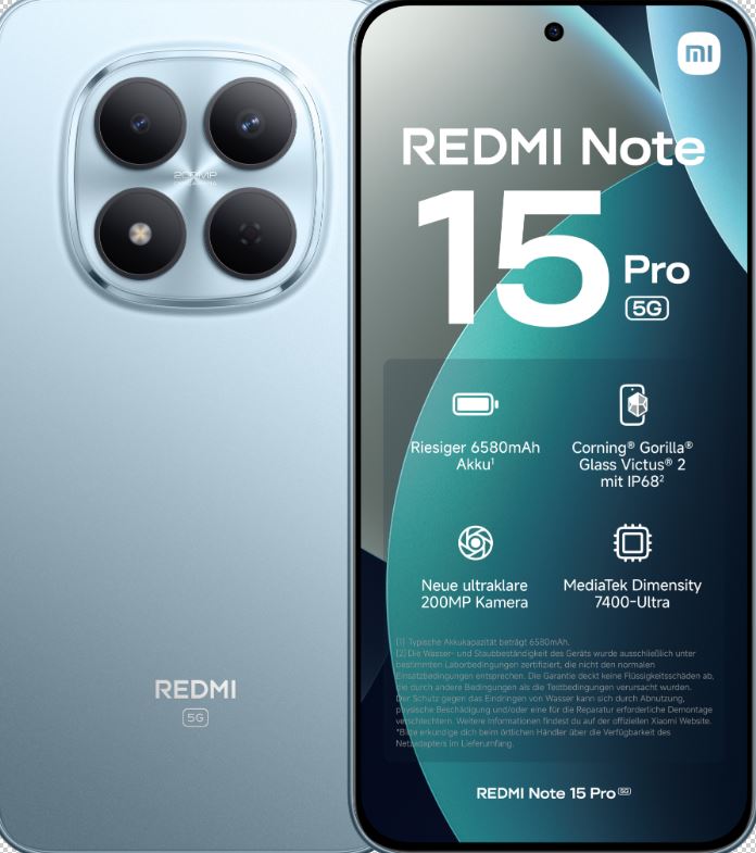 Xiaomi Redmi Note 15 Pro – 5G Smartphone, 256 GB Speicher