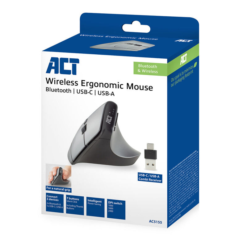 ACT Ergonomische Maus – Kabellos, für Rechtshänder