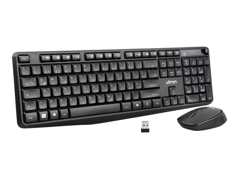 ULTRON Kabelloses Tastatur-Maus-Set – Einfaches Arbeiten, Deutsch Layout