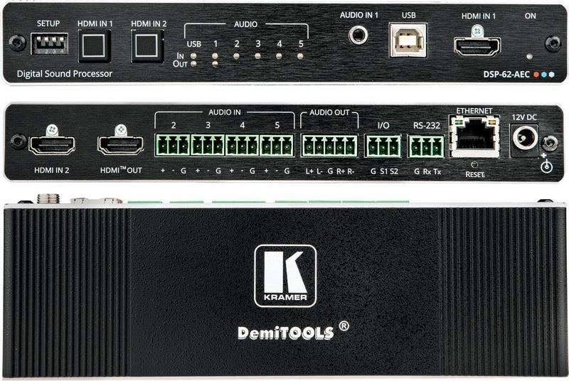 Kramer Audio-Matrix – 6x2 Umschalter mit Echo-Unterdrückung