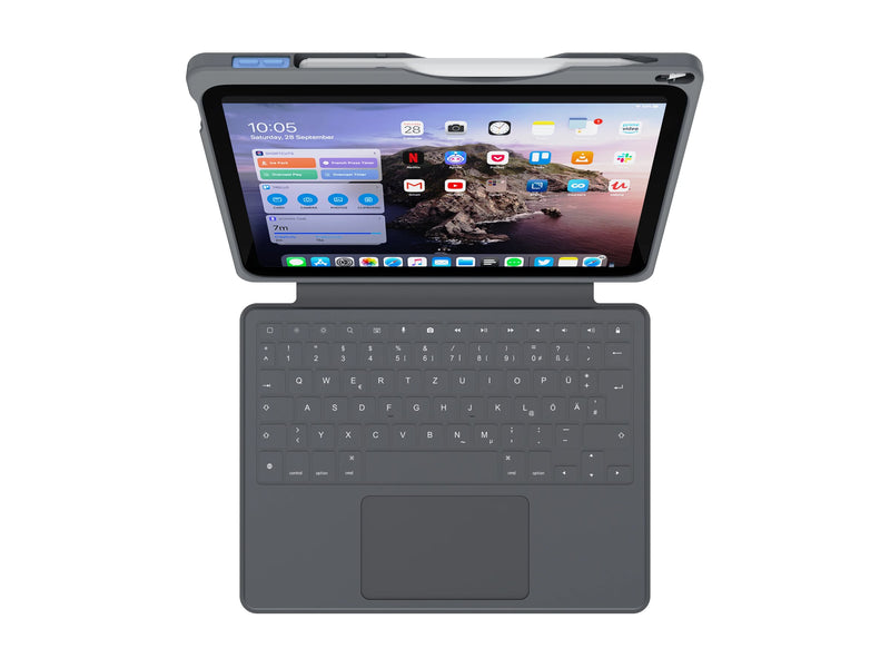 DEQSTER Rugged Keyboard für iPad – Spritzwasserschutz, Trackpad