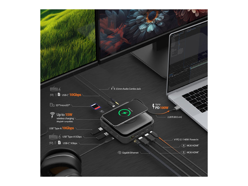 J5 Create USB-C Dock – Dual 4K HDMI, 140W Netzteil