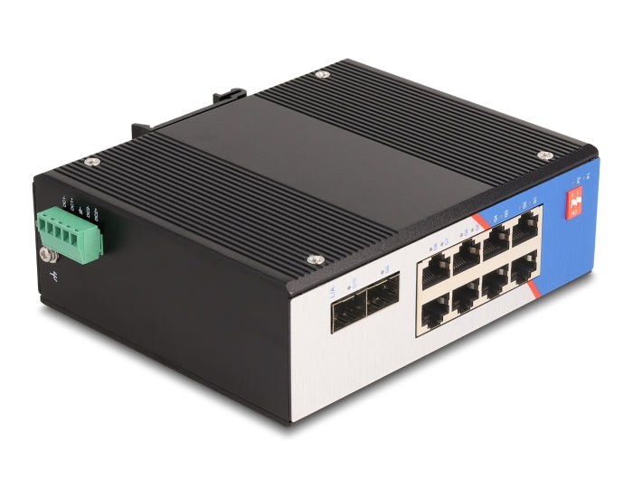 Delock Industrie-Switch – 8 Gigabit-Ports, Hutschienenmontage