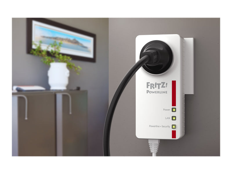 Fritz! Powerline-Adapter-Set – Integrierte Steckdose, 2 Gigabit-Anschlüsse