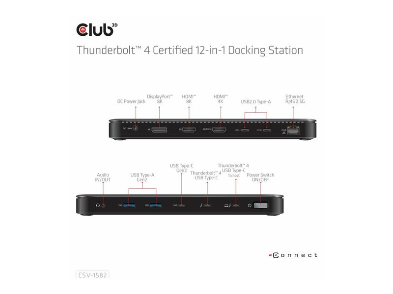 Club3D Dockingstation – 12 Anschlüsse, 8K-Video