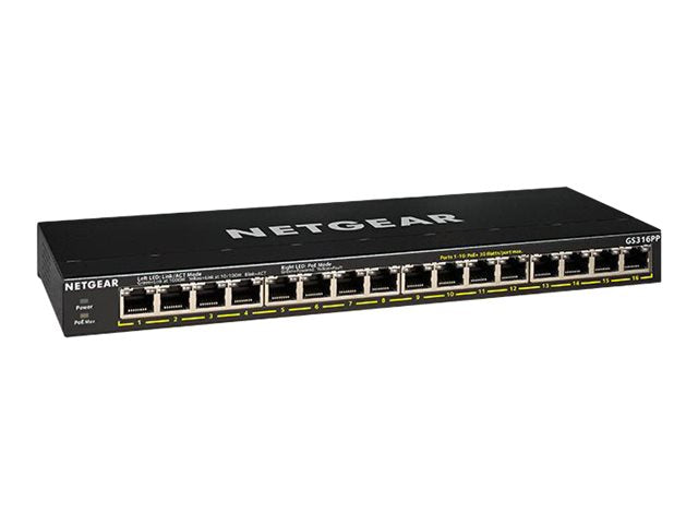 Netgear 16-Port Gigabit Switch – PoE+ Unterstützung, Lüfterlos