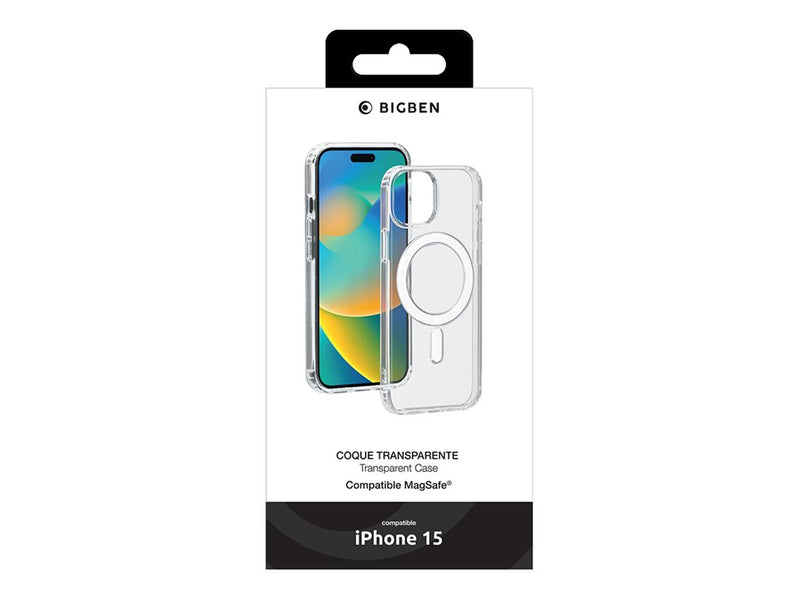 BIGBEN Handy-Cover für iPhone 15 – MagSafe-kompatibel, transparent