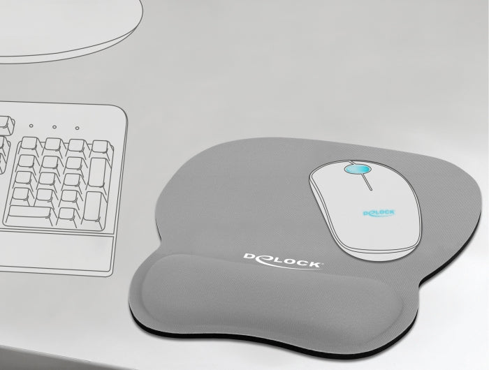 DELOCK Mauspad – Ergonomisch mit Handballenauflage