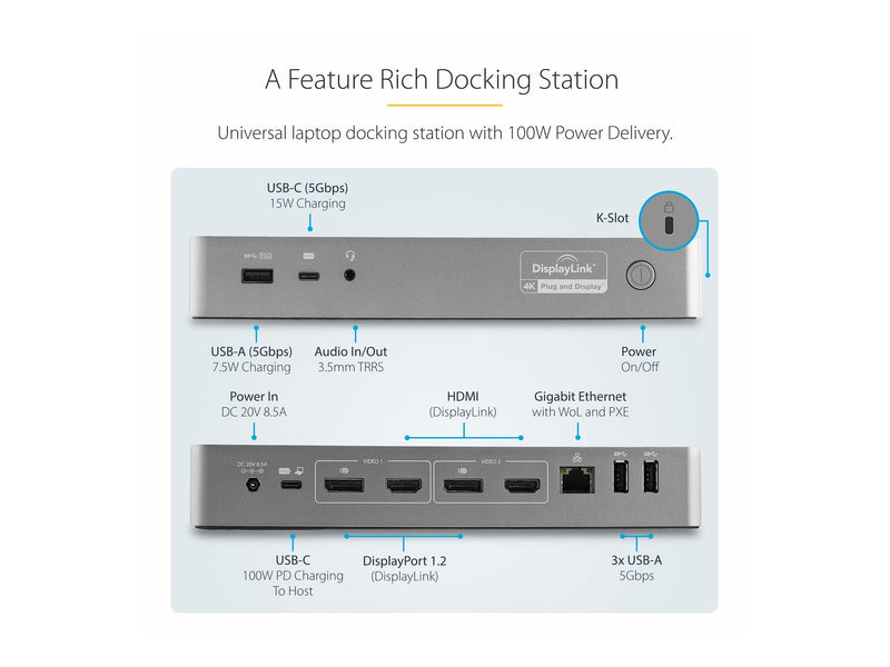 StarTech Universal Dockingstation – Dual 4K, USB-C & USB 3.0