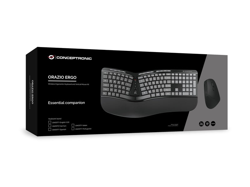 CONCEPTRONIC Kabelloses Tastatur-Maus-Set – Ergonomisch, US-Layout