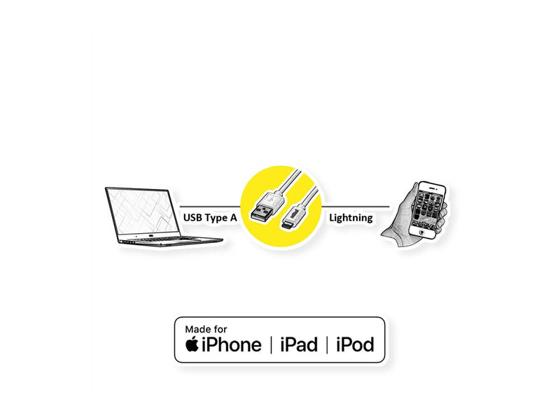 ROLINE Lightning-Kabel – 1,8 m, für Apple Geräte