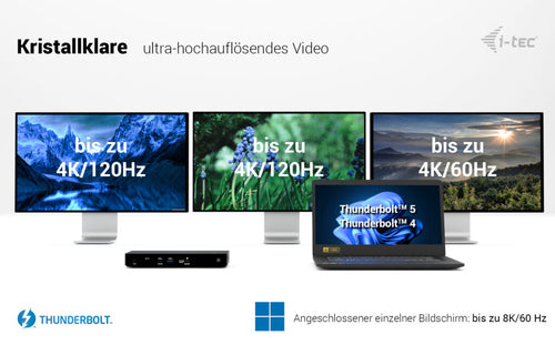 I-tec Dockingstation – 3x Display, schnelle Netzwerkverbindung