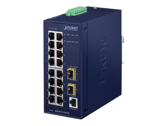 Planet Technology 16-Port Managed Switch – Gigabit Netzwerk, vielseitige Montage